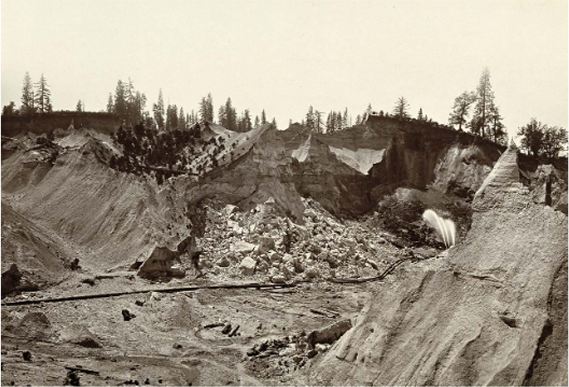 Archival photo showing mining at the Clark Mining Districct